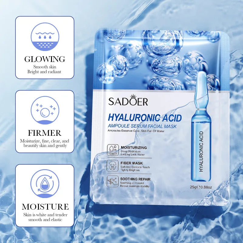 10Pcs Hyaluronic Acid Mask Facial Skin Care Firming Moisturizing Mask Facial Skin Care Products