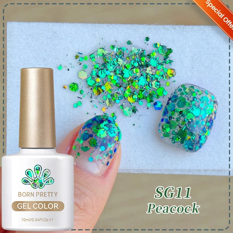 BORN PRETTY Gold Pink Cat Magnetic Gel Polish 10ml Water Light Spaking Glitter  Soak Off UV Semi Permanent Varnish Manicure