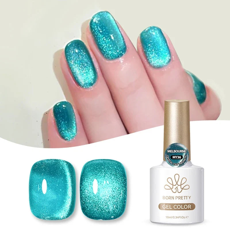 BORN PRETTY Gold Pink Cat Magnetic Gel Polish 10ml Water Light Spaking Glitter  Soak Off UV Semi Permanent Varnish Manicure