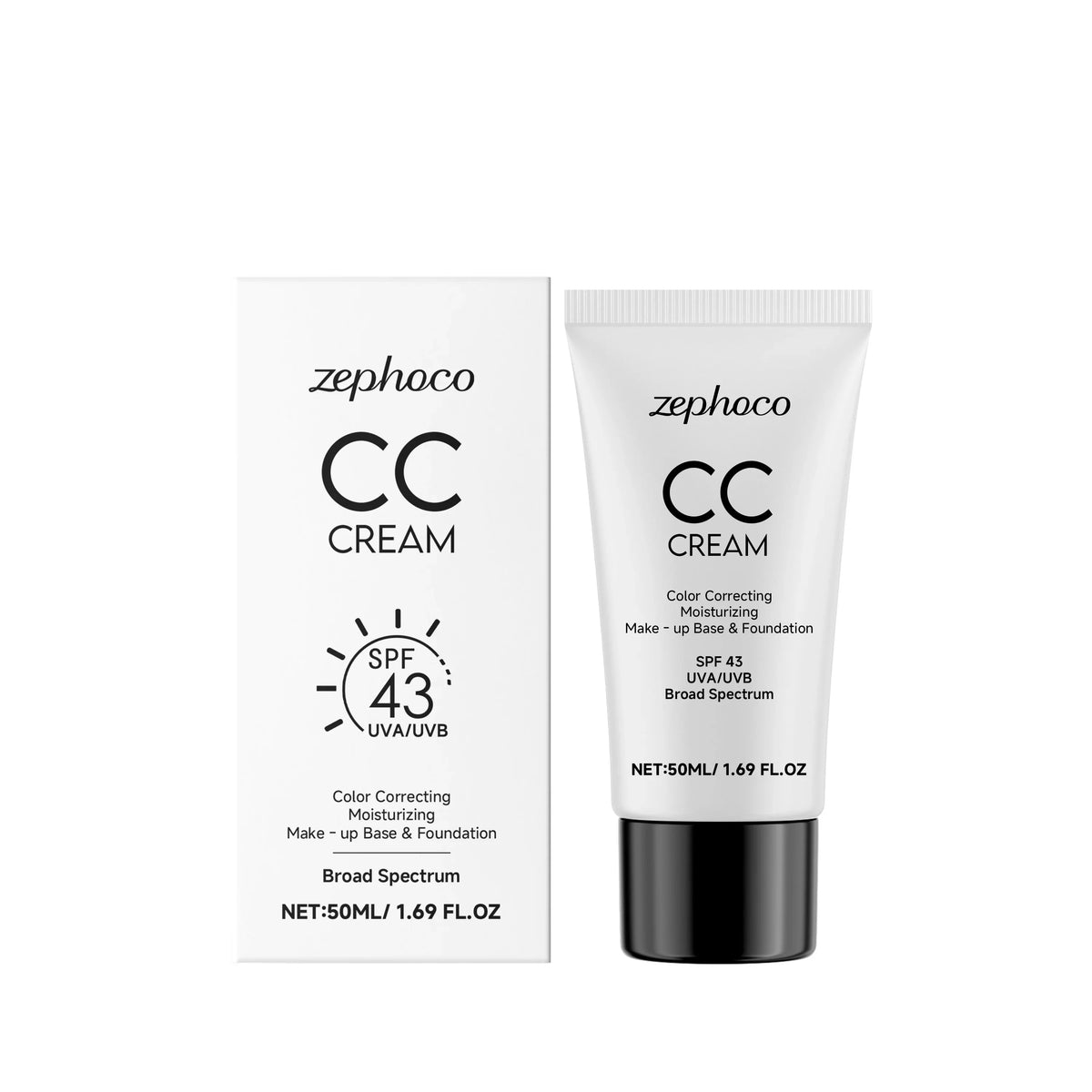 CC Cream Hydrating Foundation Liquid Spf43 Even Skin Tone Brightening Lightweight Moisturizer Long-Lasting Natural Finish Makeup