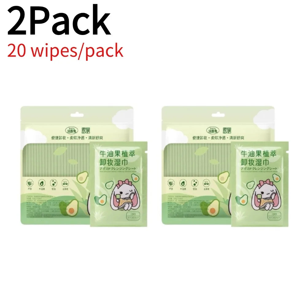 12-80Pcs Avocado Makeup Remover Wipes Mild Non-Irritating Makeup Remover Disposable Wet Wipes Makeup Remover Tools