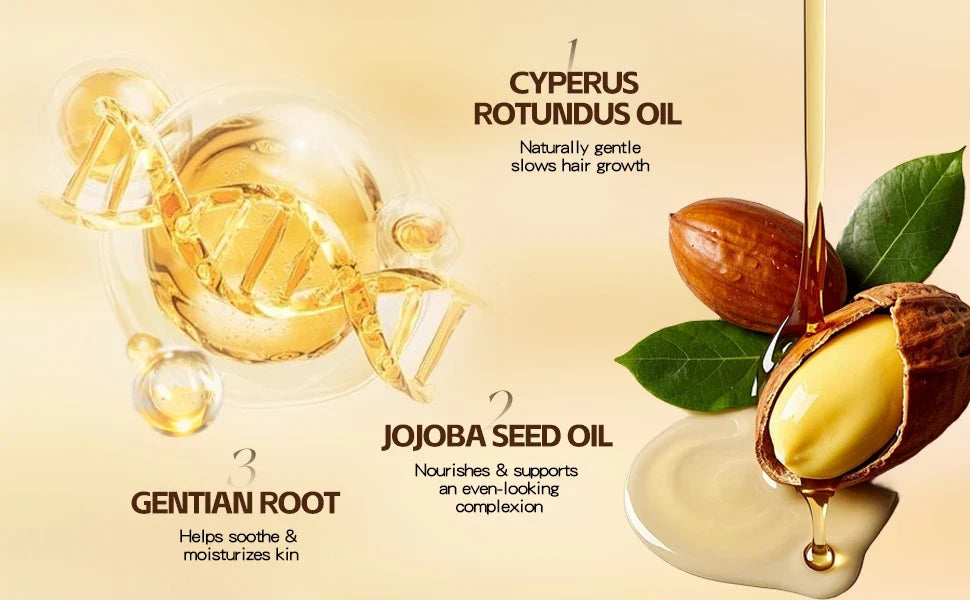Cyperus Rotundus Oil, Reduces Body Hair Growth, Gentle and Non-Irritating, Cools the Skin & Post-Shave Oil