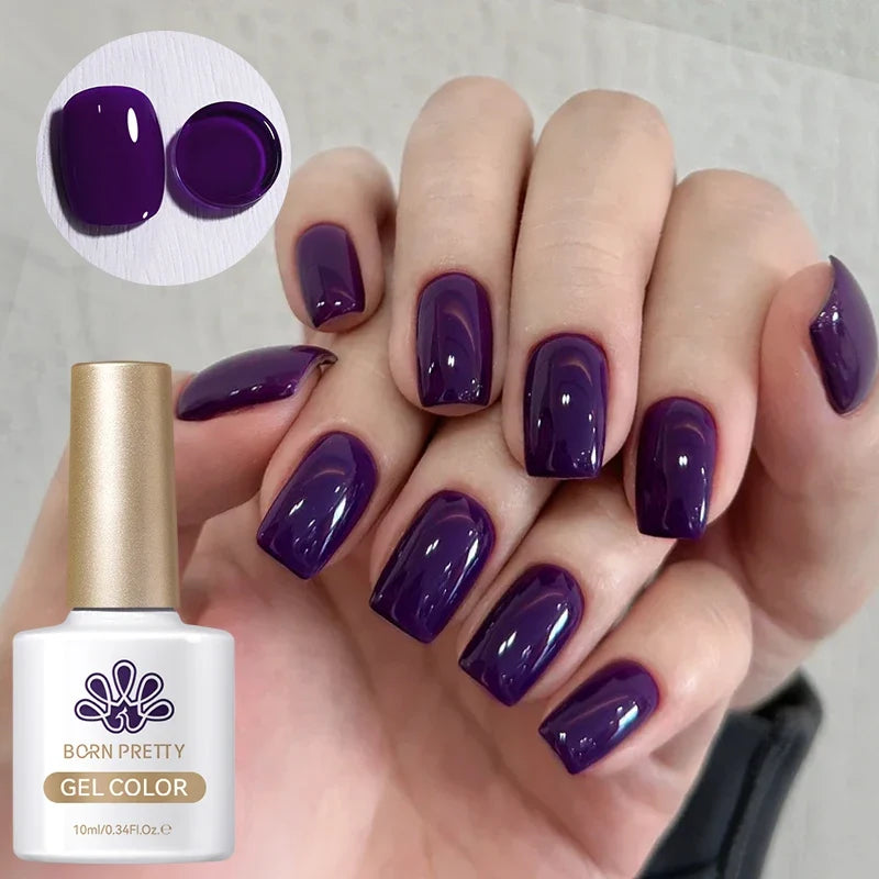 BORN PRETTY 10ml Purple Red Series Gel Nail Polish Winter Dark Purple Nail Art Varnish Semi Permanent Soak Off UV LED Gel