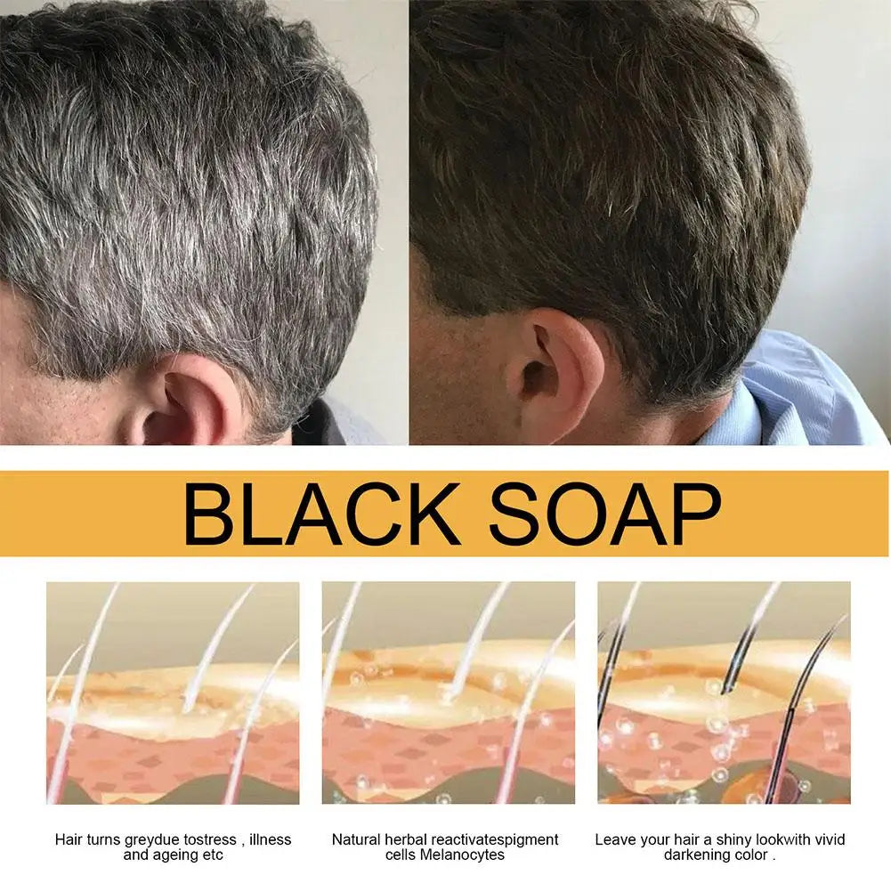 50g Soap Hair Darkening Shampoo Bar Repair Gray White Hair Color Dye Hair Shampoo Natural Grey Gloss Black Soap