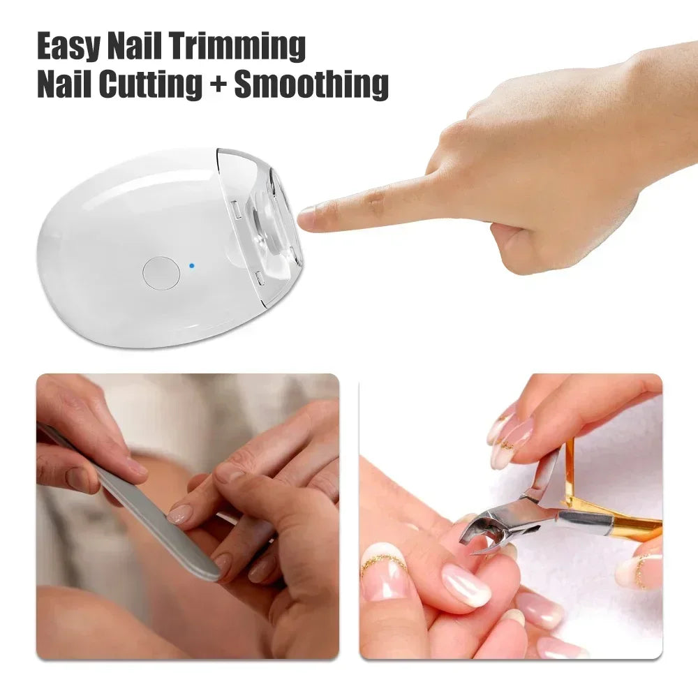 2 IN 1 Electric Nail Clipper Cutter with LED Light Automatic Nail Grinder Trimmer for Baby Adult Mini Manicure Tools Nail Care