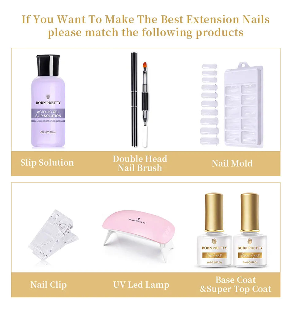 BORN PRETTY 30ml Extension Nail Gel Polish Glitter Crystal Nail Art Fast Extend Nude Pink Varnis Semi Permanent UV Hard Gel Nail