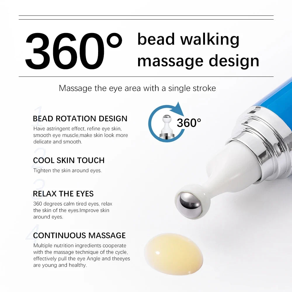 5% Caffeine Eye Serum and Under Eye Roller Cream for Dark Circles and Puffiness, Caffeine Eye Cream with 360° Massage Ball 15ml