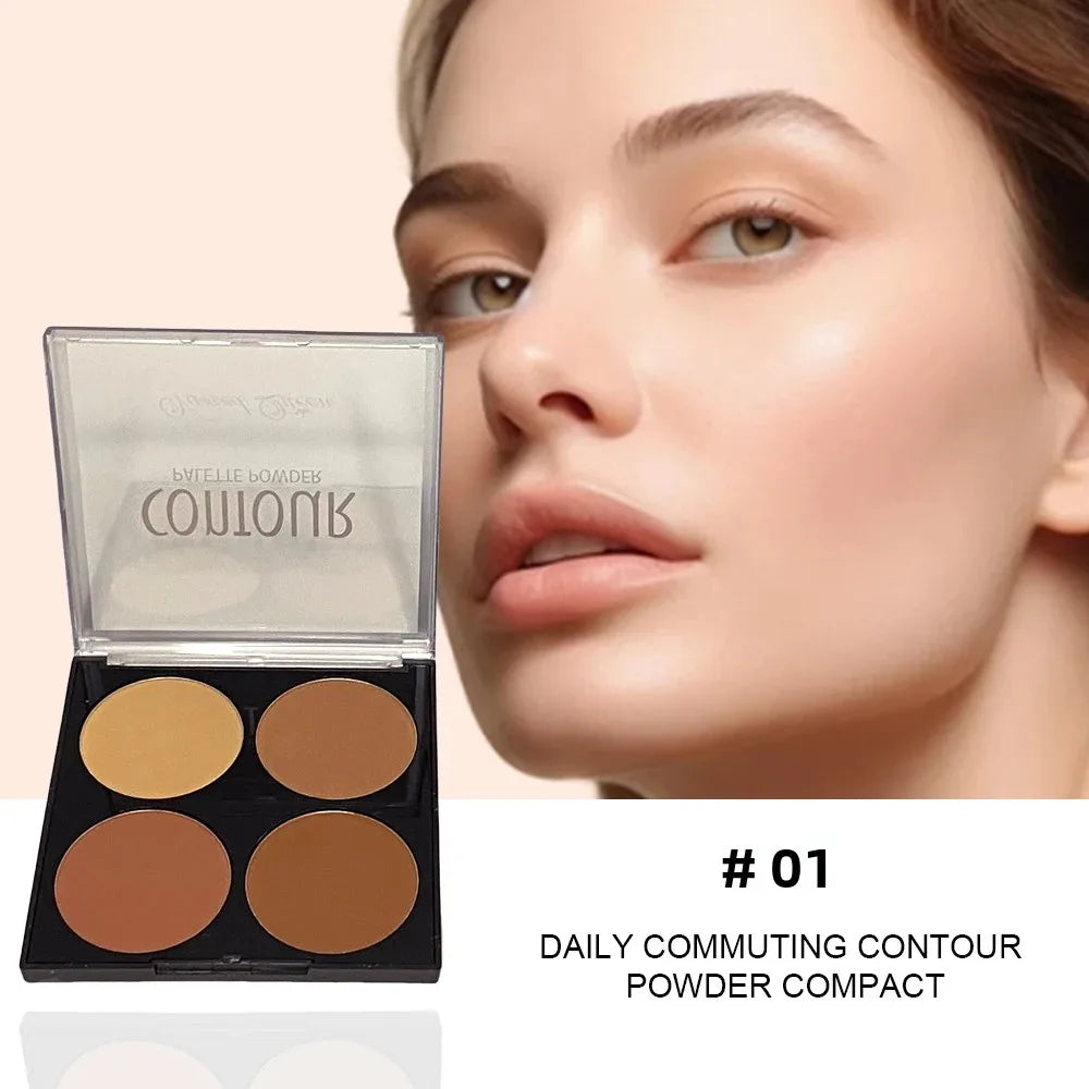 4 Colors Professional Highlighter & Contour Palette 3D Matte Face Bronzer Makeup Set for Enhanced Facial Features