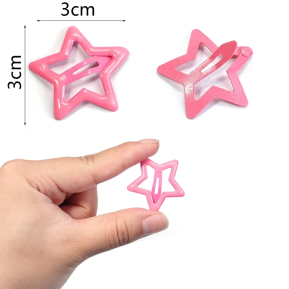 50pcs/lot Metal Colorful Star Hair Clips Dopamine BB Hair Clips For Broken Hair Clip Bangs Hair Clip Girls Y2K Style Hair Clips