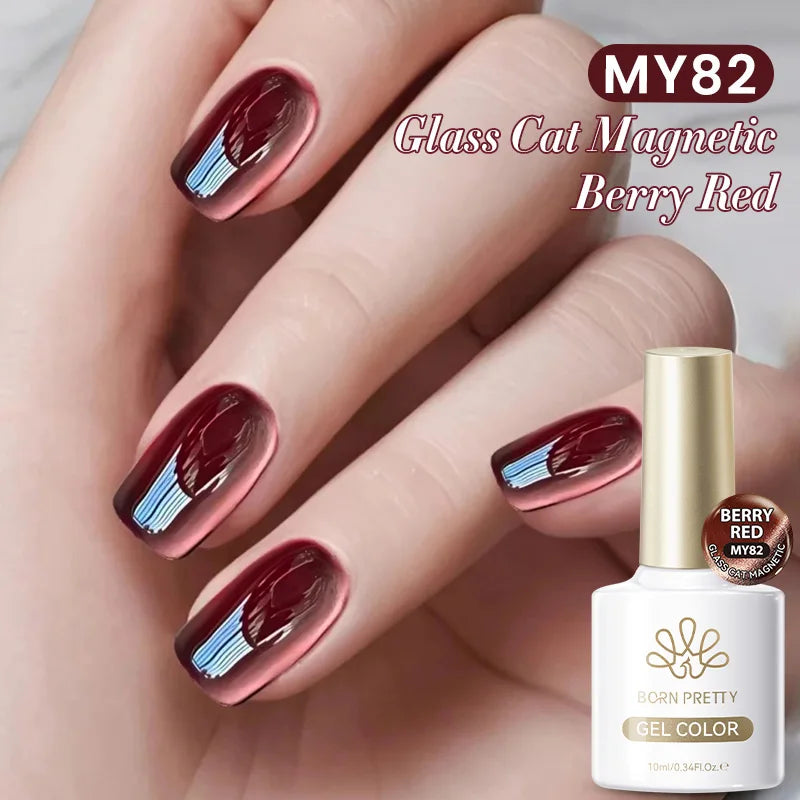 BORN PRETTY Gold Pink Cat Magnetic Gel Polish 10ml Water Light Spaking Glitter  Soak Off UV Semi Permanent Varnish Manicure