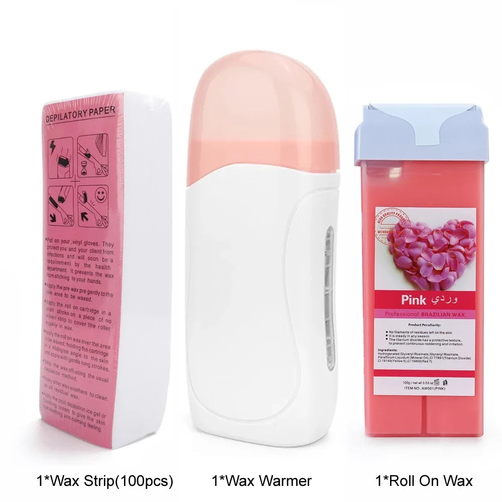 Hair Removal Wax Wax Refill Soft Wax Roller Cartridge For Roll on Waxing Kit Aloe Depilatory Rolling Wax For Sensitive Skin