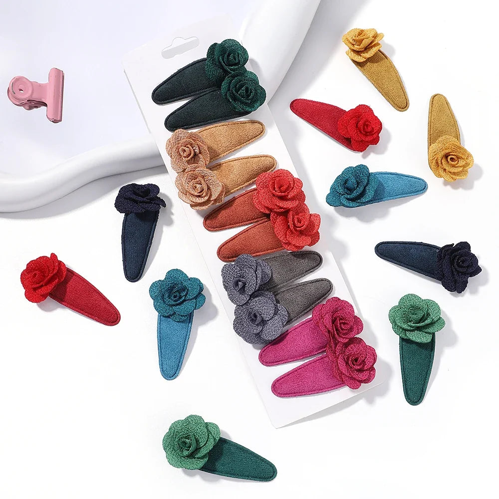 10Pcs/Lot Fresh Print Cotton Alloy Hair Clips for Kids Fabric Plaid BB Hairpins Girl Hairgripe Headwear Baby Hair Accessories