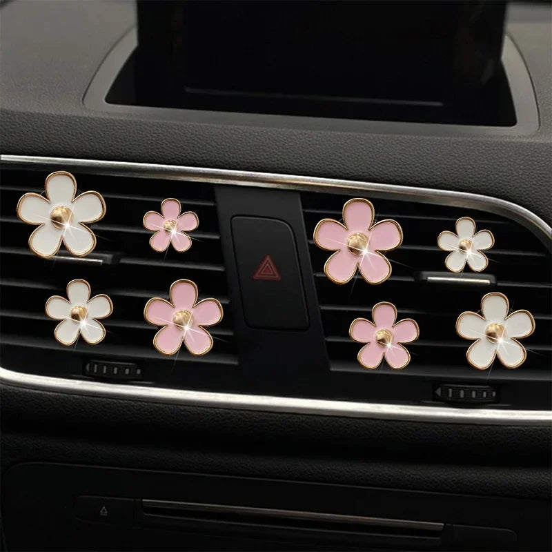 Car Outlet Vent Perfume Clips Conditioning Aromatherapy Freshener with Cute Flower Design
