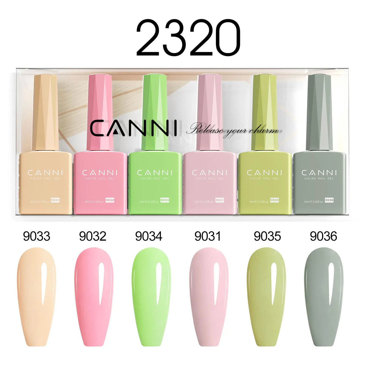 9ml CANNI CC8 HEMA FREE Nail Gel Polish Kit Nail Manicure Full Coverage Solid Color Summer Nails Soak off UV LED Nail Gel Set