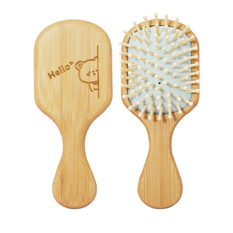 Cute Cat Hair Brush Nature Wooden Anti-Static Detangle Brush Hair Scalp Massage Comb Air Cushion Styling Tools for Child Girls