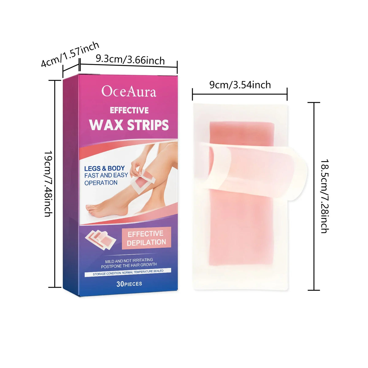 Hair Removal Wax Strip Professional Depilatory Cold Wax Strip Long Lasting Smooth Effective Gentle Body Facial Depilatory
