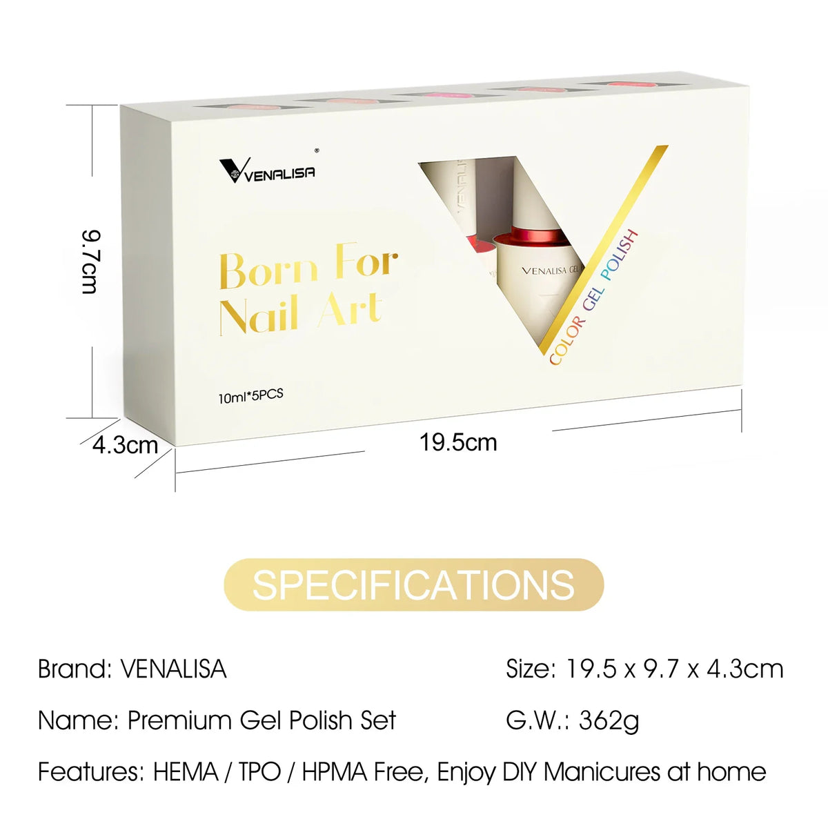1/2/5pc 10ml VENALISA Nail Gel Polish High Quality Round Brush Soft Consistency Selfleveling  Gorgeous Color Collection Varnish