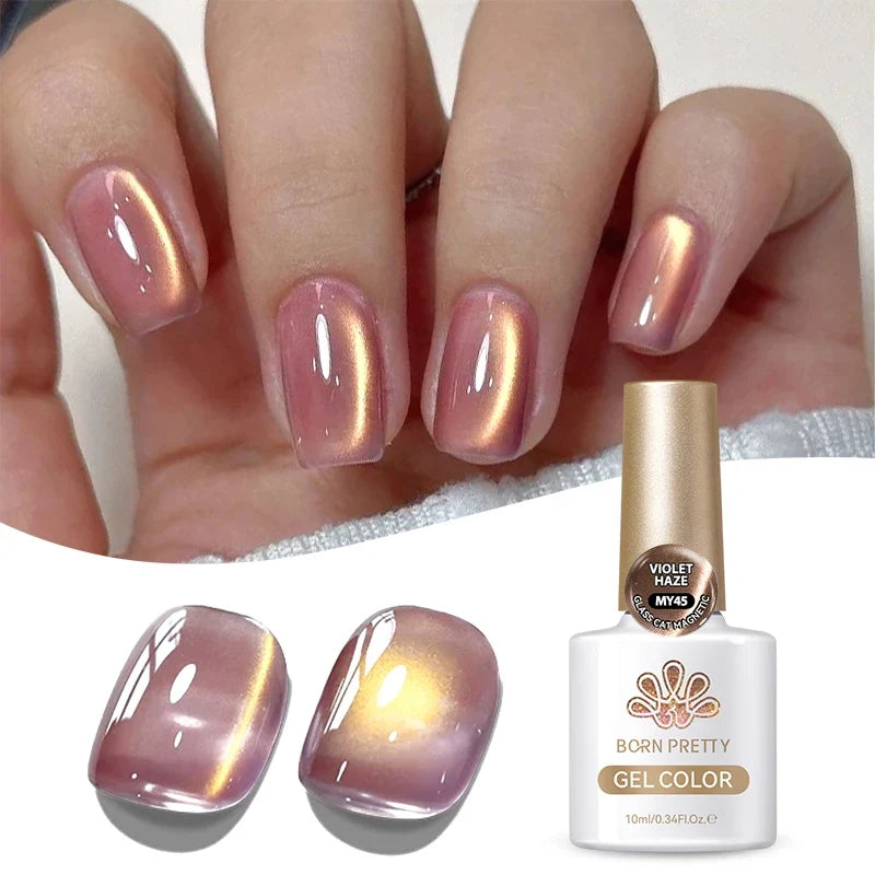 BORN PRETTY Gold Pink Cat Magnetic Gel Polish 10ml Water Light Spaking Glitter  Soak Off UV Semi Permanent Varnish Manicure