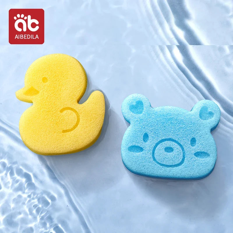 AIBEDILA Baby Duck Shape Bath Sponge Infant Shower Environmental friendly Cotton Scrub Body Bath Brushes Spa Sponge Cleaning