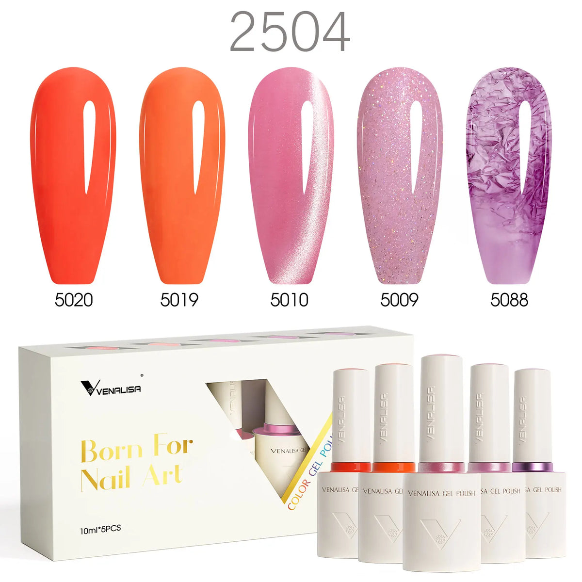 1/2/5pc 10ml VENALISA Nail Gel Polish High Quality Round Brush Soft Consistency Selfleveling  Gorgeous Color Collection Varnish