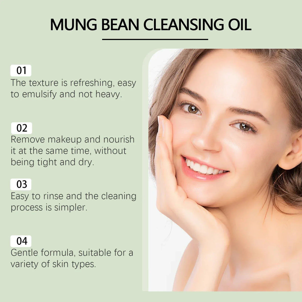 Hanchobit Mung Bean Cleansing Oil Control Deep Pore Cleanser to Remove Blackheads Sensitive Skin Care Facial Makeup Remover Oil