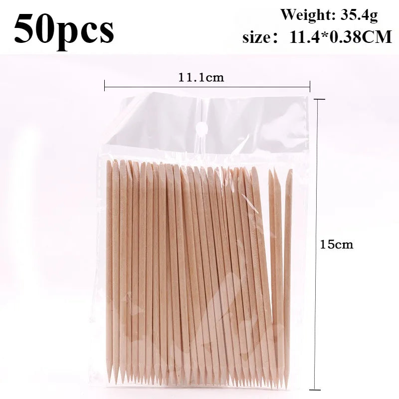 50/100/200/300pc/Set for Nail Different Sizes Orange Wood Sticks Cuticle Pusher Cuticle Remove Tool Manicure Pedicure Care Nails