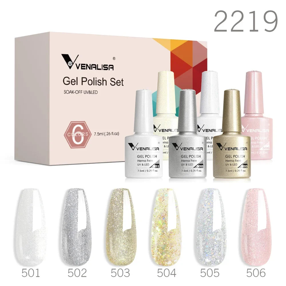 6pcs Venalisa Construction Gel Kit Stronger Jelly Color Reinforce Natural Nail Varnish Rubber Base Color Series Nude Collection