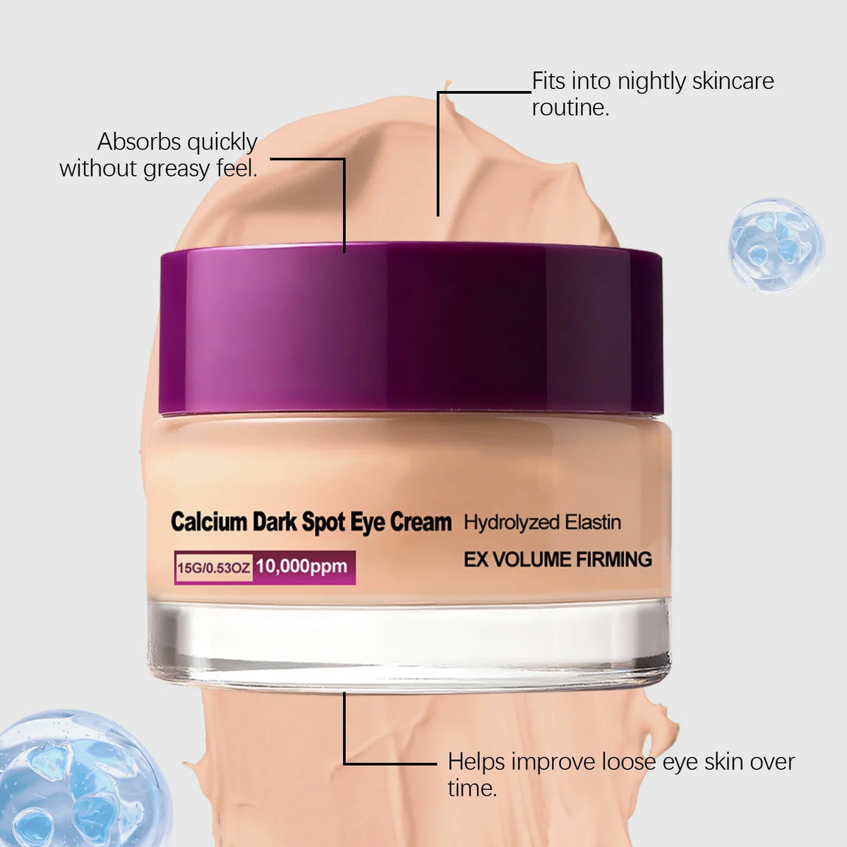 Calcium Dark Spot Eye Cream Collagen Boosting Wrinkle Smoothing Anti-Aging Firming Eye Cream for Wrinkles Puffiness Hydrating