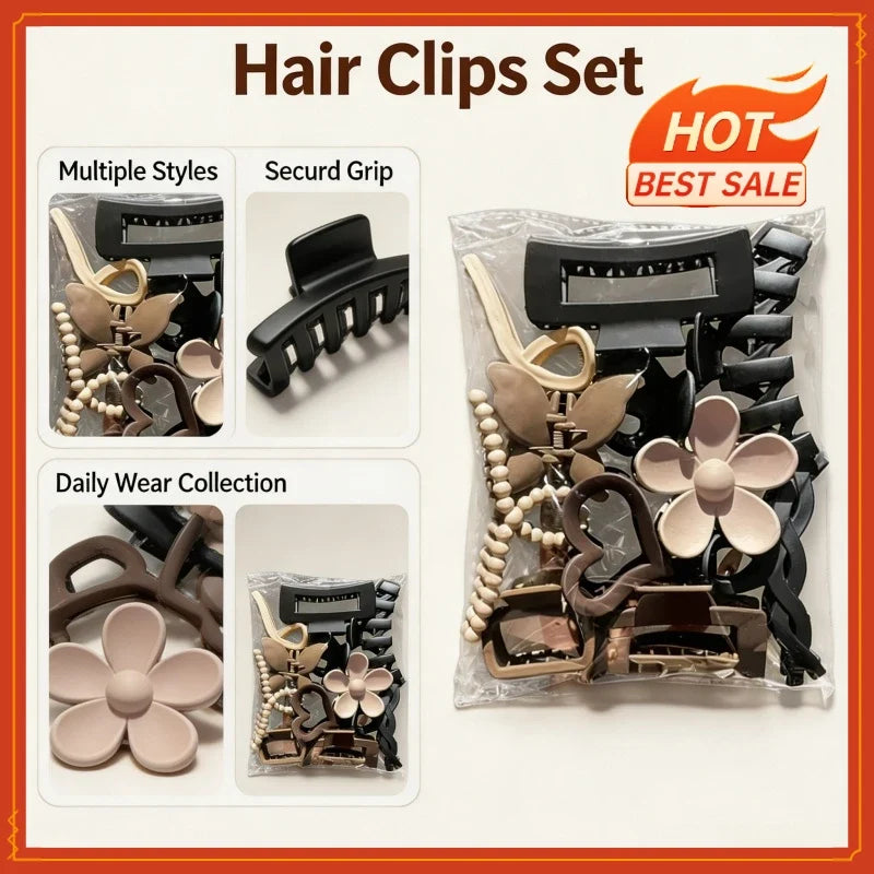 11pcs High-Quality Matte Shark Clip Back Hair Accessories for Elegant Hair Styling and Headwear