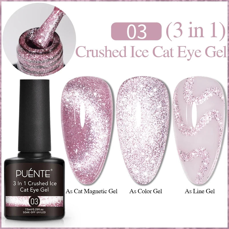 7.5ML Aurora Starlit Cat Eye Gel Nail Polish Rainbow Glitter Galaxy Cat Magnetic Nail Art Gel Soak Off UV Semi-Permanent Varnish