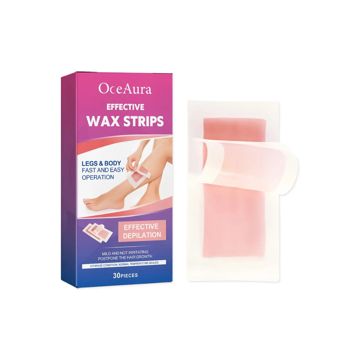 Hair Removal Wax Strip Professional Depilatory Cold Wax Strip Long Lasting Smooth Effective Gentle Body Facial Depilatory