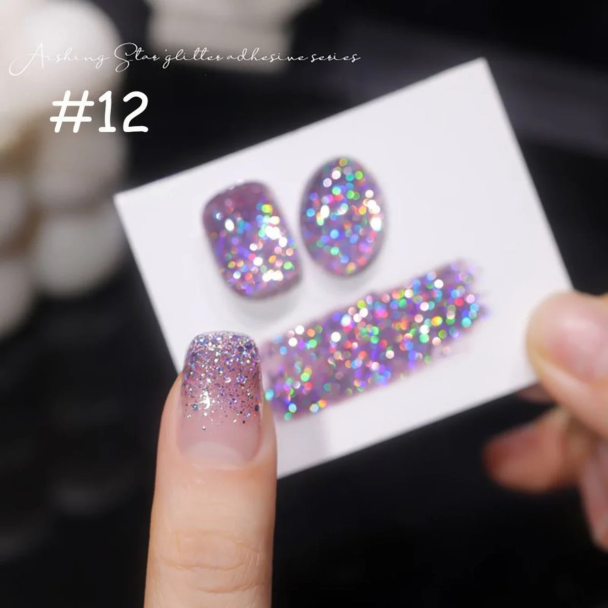 1-12pcs WS Summer Autumn Nails Flashing Reflective Disco Pink Blue White Broken Diamond Gel Nail Polish Nail Art Nail Supplies