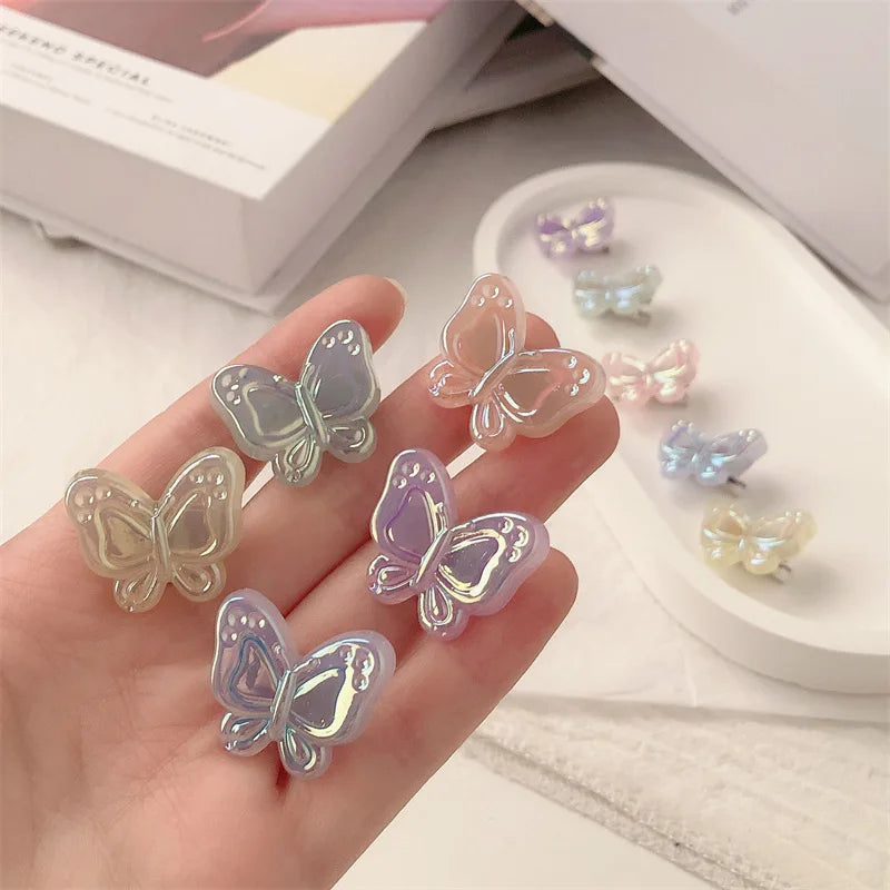 10Pcs/Lot Girls Hair Accessories Colorful Butterfly Hairpin Fairy Side Bangs Front Duckbill Plaited Hair Clip Children Headdress