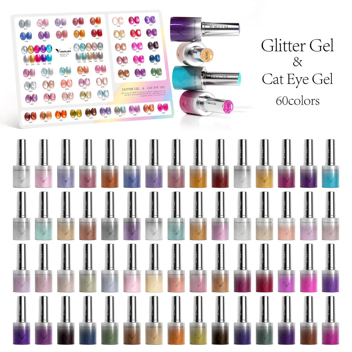 1/5pcsVenalisa Hema/TPO Free Cat Eye Gel Magnet Ultra Flash Nail Gel Polish Diamond Sparkle Soak Off UV LED Varnish Nail Gel