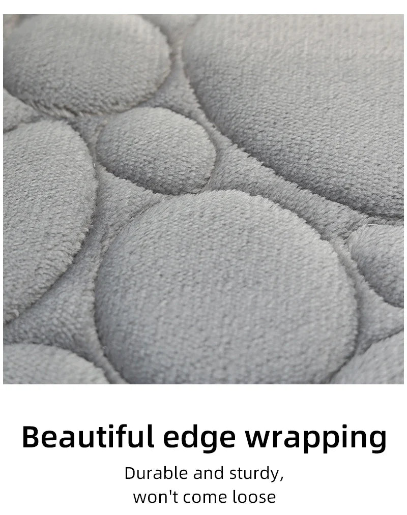 Embroidered Pebble Coral Velvet Floor Mat, Bathroom Carpet, U-shaped Sponge Absorbent Foot Mat, Door Mat, Two-piece Set