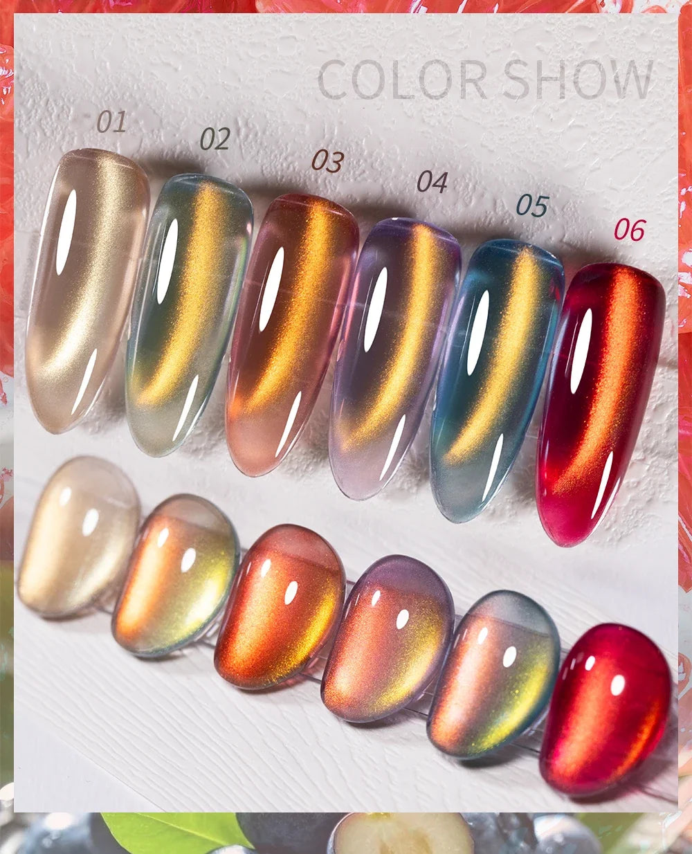 AWStorG 7.5ML Glass Cat Eye Fruit Color Magnetic Gel Nail Polish Vernis Semi Permanent Soak Crystal Gel Polish For Nails
