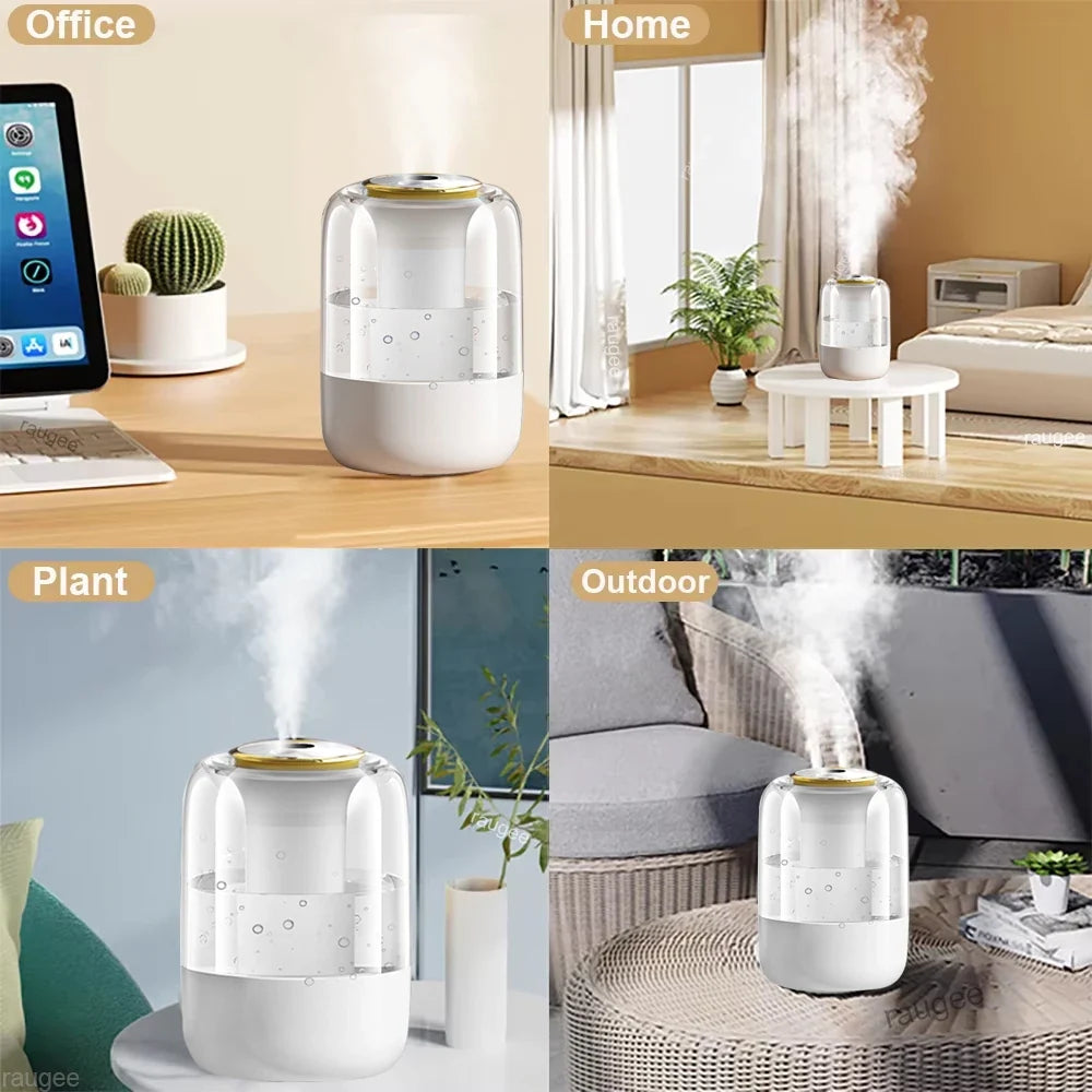 Air Humidifier Large Capacity Home Humidifier Mute Mist Maker Double Spray Usb Humidifier for Room Office with LED Night Light