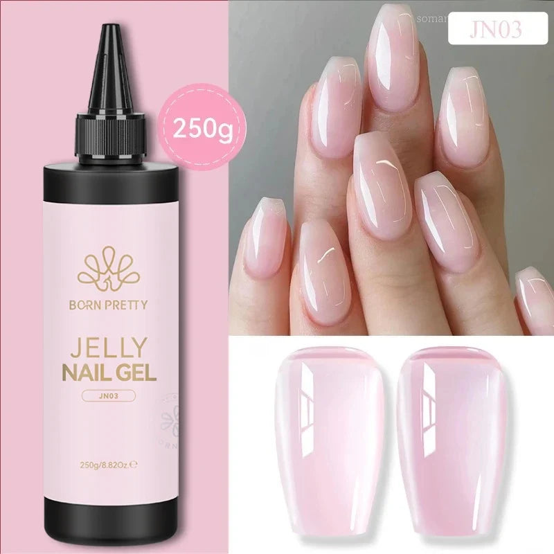 BORN PRETTY 250g Rubber Base Gel Refilled Package Jelly Milky White Nude Semi-Permanent Soak Off Self Leveling Construction Gel