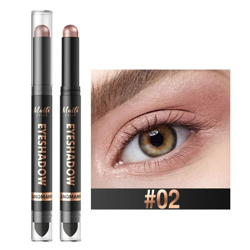1PC Glitter Brown Eyeshadow Pen Smoky Eyes Makeup Long Lasting Shimmer Matte Lying Silkworm Eyeshadow Pencil Highlighter Stick