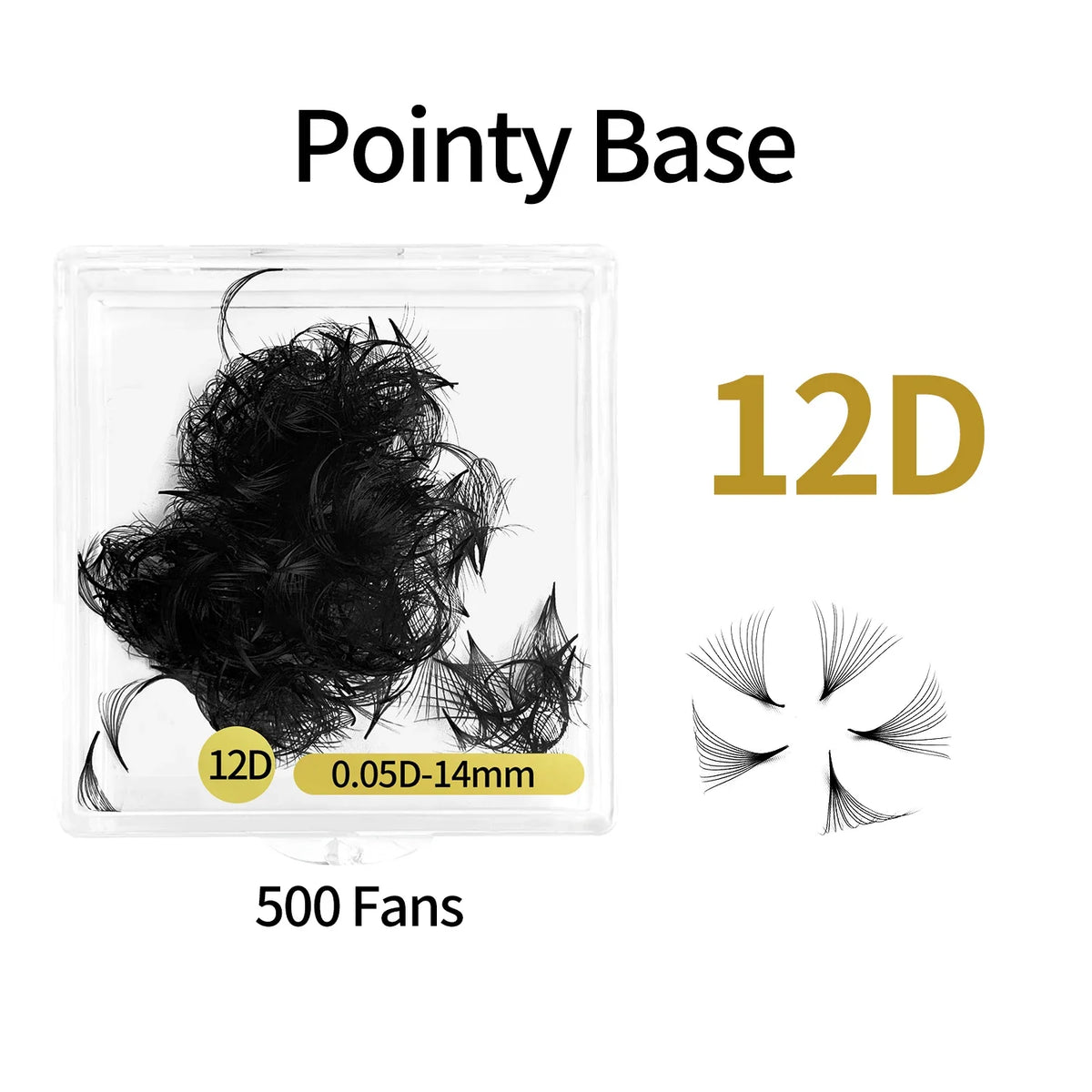 ABONNIE 500 Fans Loose Fan Lashes Extensions 6D-20D 8-18mm Pointy Base Premade Medium Stem Sharp Thin Russian Volume Eyelash