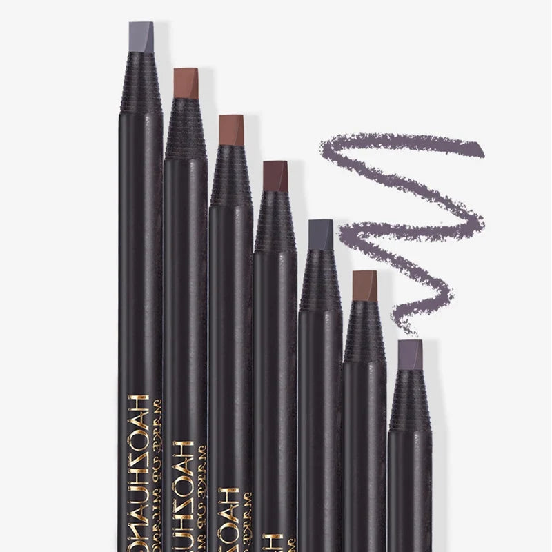 HAOZHUANG Pull Eyebrow Pencil Black Makeup High Quality Wild Line Eyebrow Pencil Hard Core Flat Head Pen White Waterproof