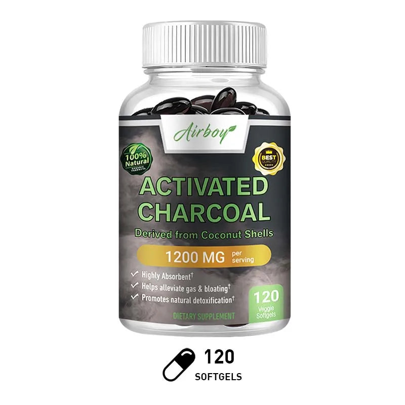 Activated Charcoal Capsules - Gut Health, Digestive Health, Bloating & Gas Relief, Detox, Colon Cleansing