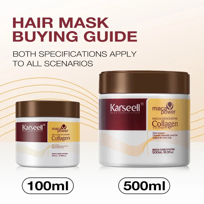 Karseell Collagen Hair Treatment Deep Repair Conditioning Hair Mask 100ml + Argan Oil Hair Serum for Dry Damaged Hair