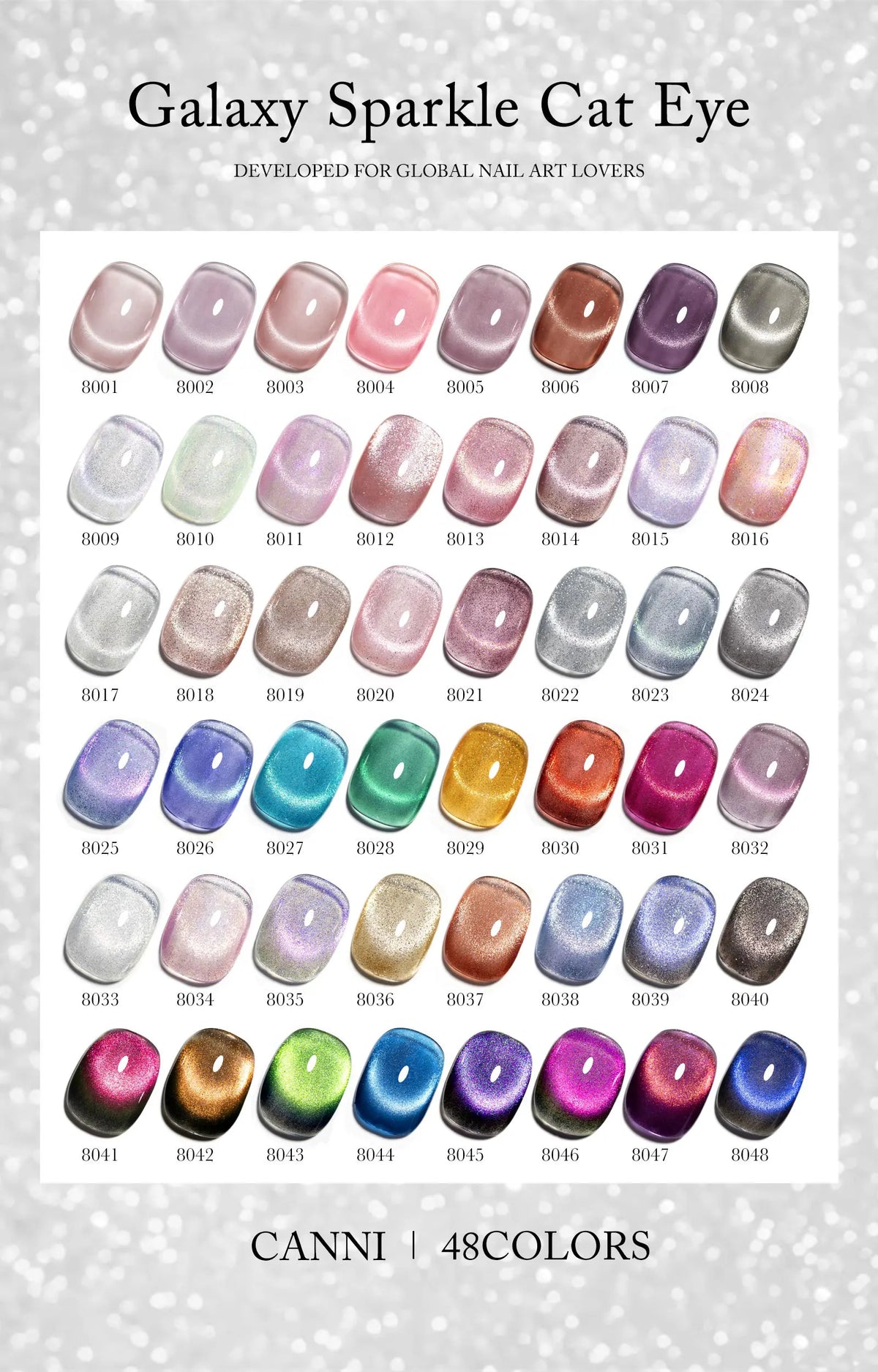 CANNI Cat Eye Gel Nail Polish TPO Free Galaxy Glitter Diamond Sparkle Gorgeous Color Soak Off UV LED Gel For Man Nail Design Gel