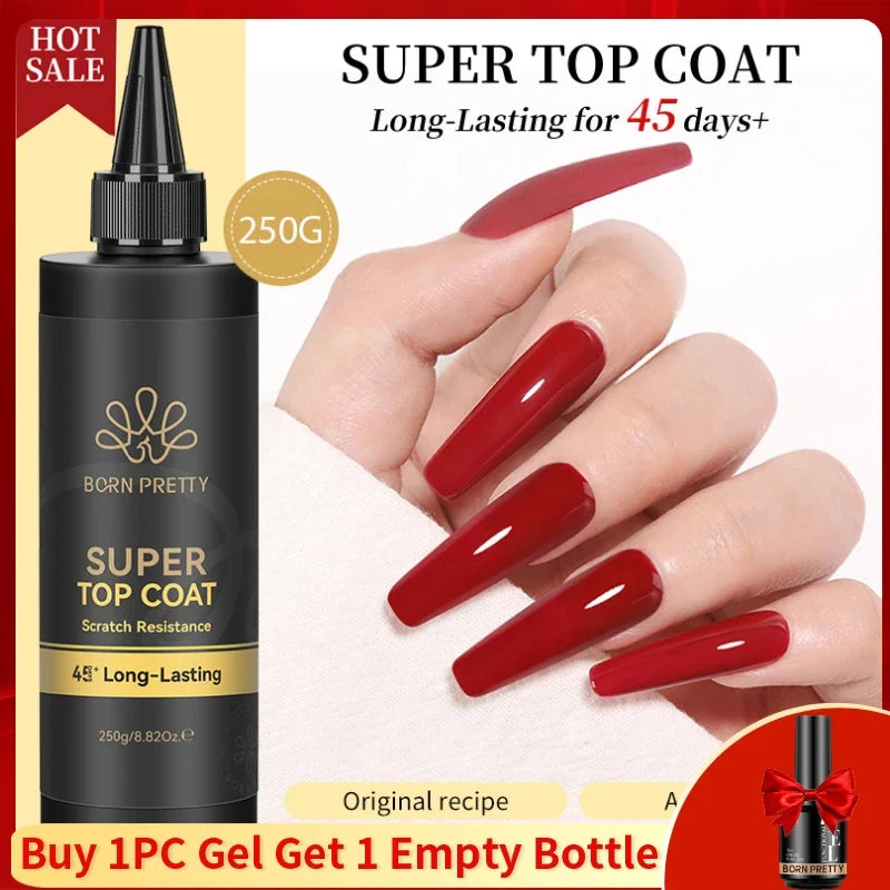 BORN PRETTY 250g Super Top Coat Gel Nail Polish Base Gel Matte Top Coat Semi-Permanent Varnish Soak Off Nail Art Functional Gel