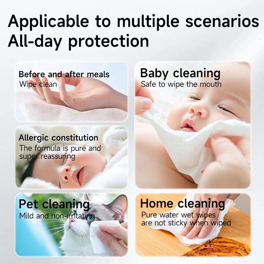 Baby Hand Face Wipes Fragrance-free Soft Thickened 100% Cotton Face Towel Make Disposable Wet Wipes For Hand Mouth Cleaning