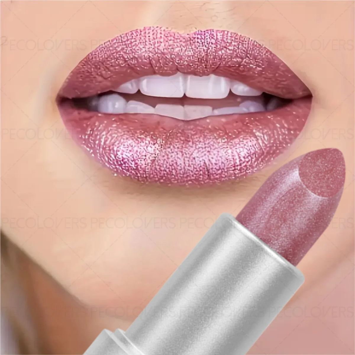 1PC Moisturizing Pearlescent Shimmer Lipstick, Glittering Purple/pink Tones, Soft Texture, Non-stick Cups, Silky, Christmas Gift