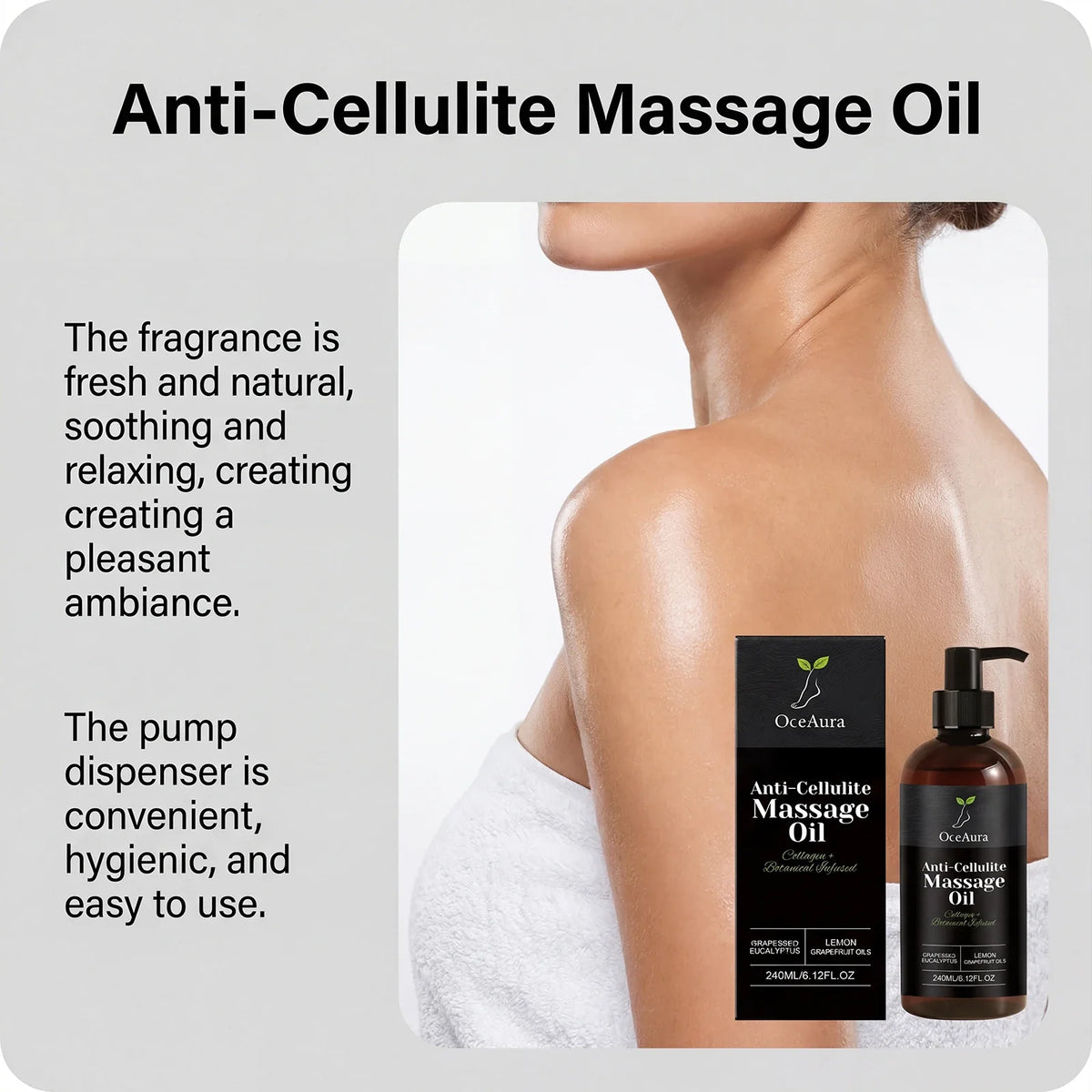 240ml Anti Cellulite Massage Oil Collagen Firming Grapefruit Essential Oil Tighten Abdomen Thigh Nourish Dry Skin Glowing