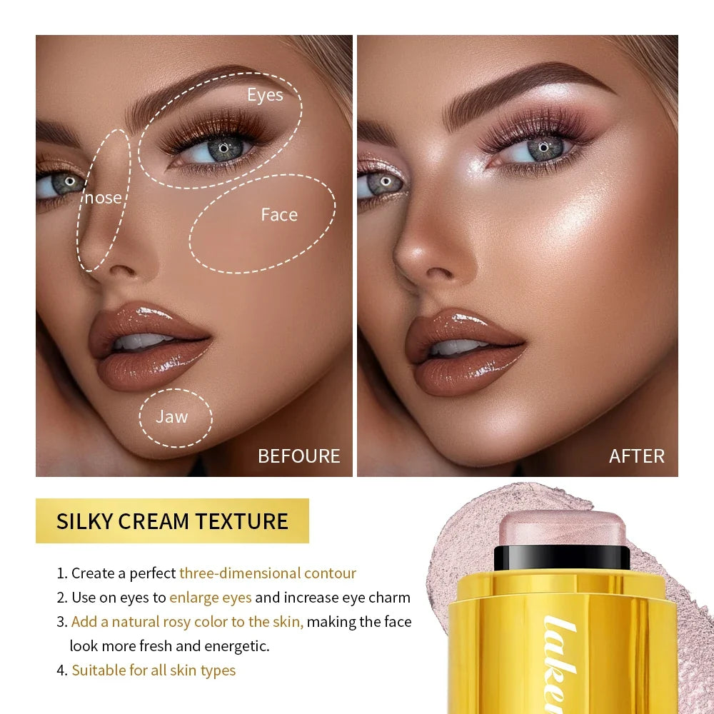 4Colors Highlighter Stick Brightening Skin Tone Contouring Natural Stereo Concealer Blush Multi-Purpose Stick