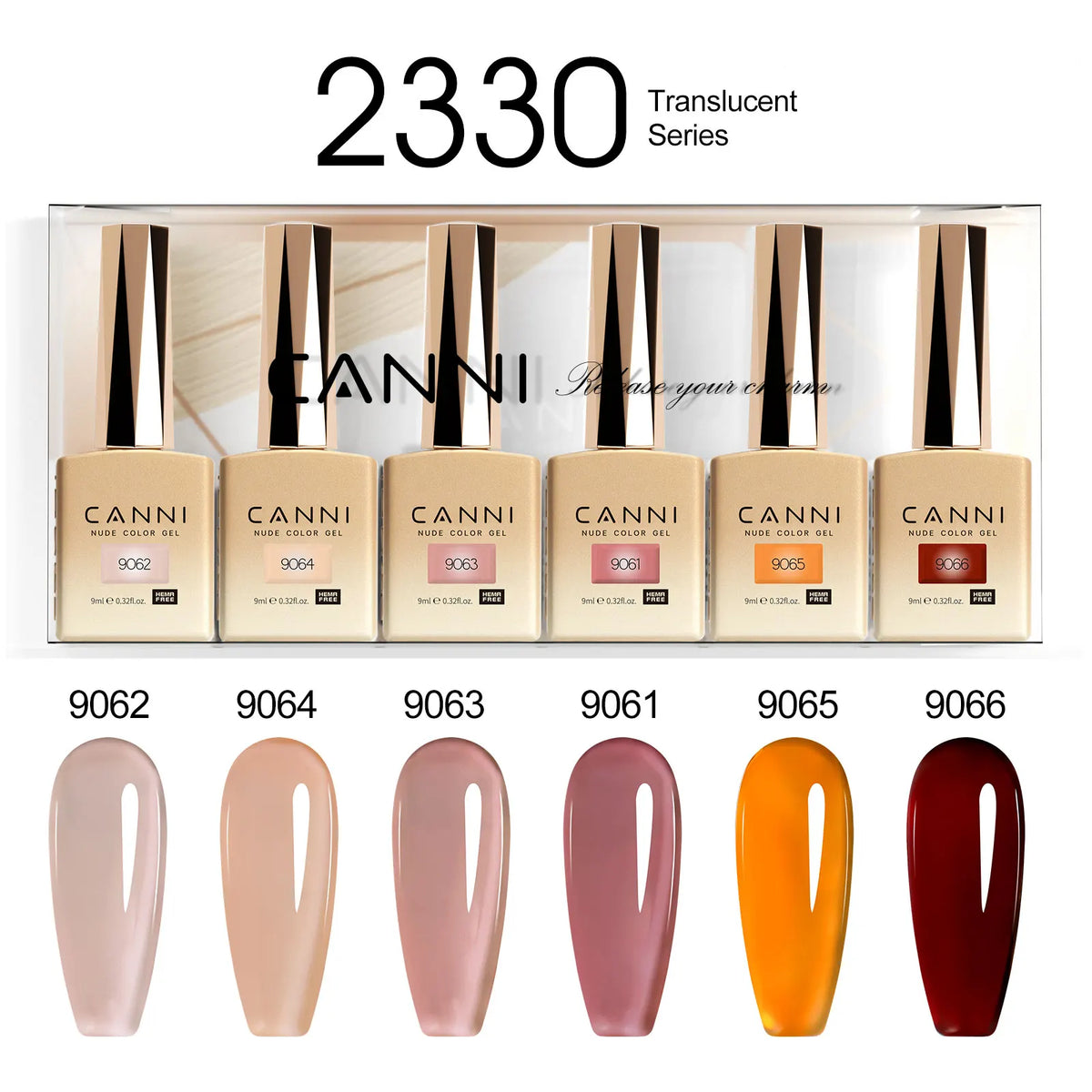 6pcs/kit CANNI Gel Nail Polish TPO FREE Nails Semi Transparent Jelly Pink Collection Soak Off UV LED Gel Diamond Top Coat Set